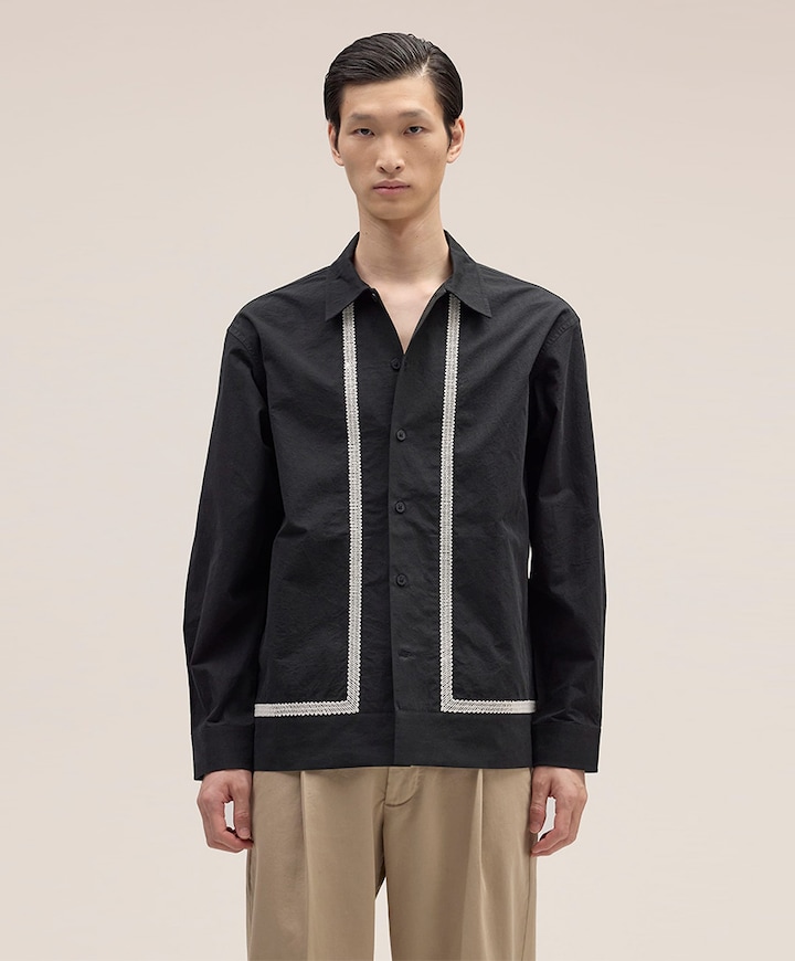 Heren overhemd lange mouw zwart