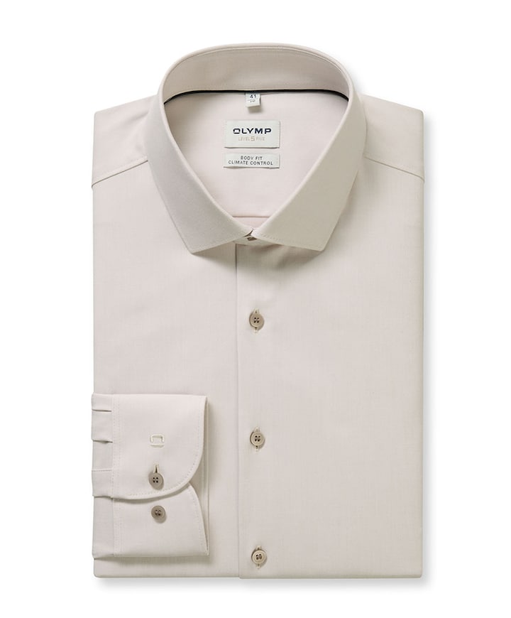 Heren overhemd lange mouw beige