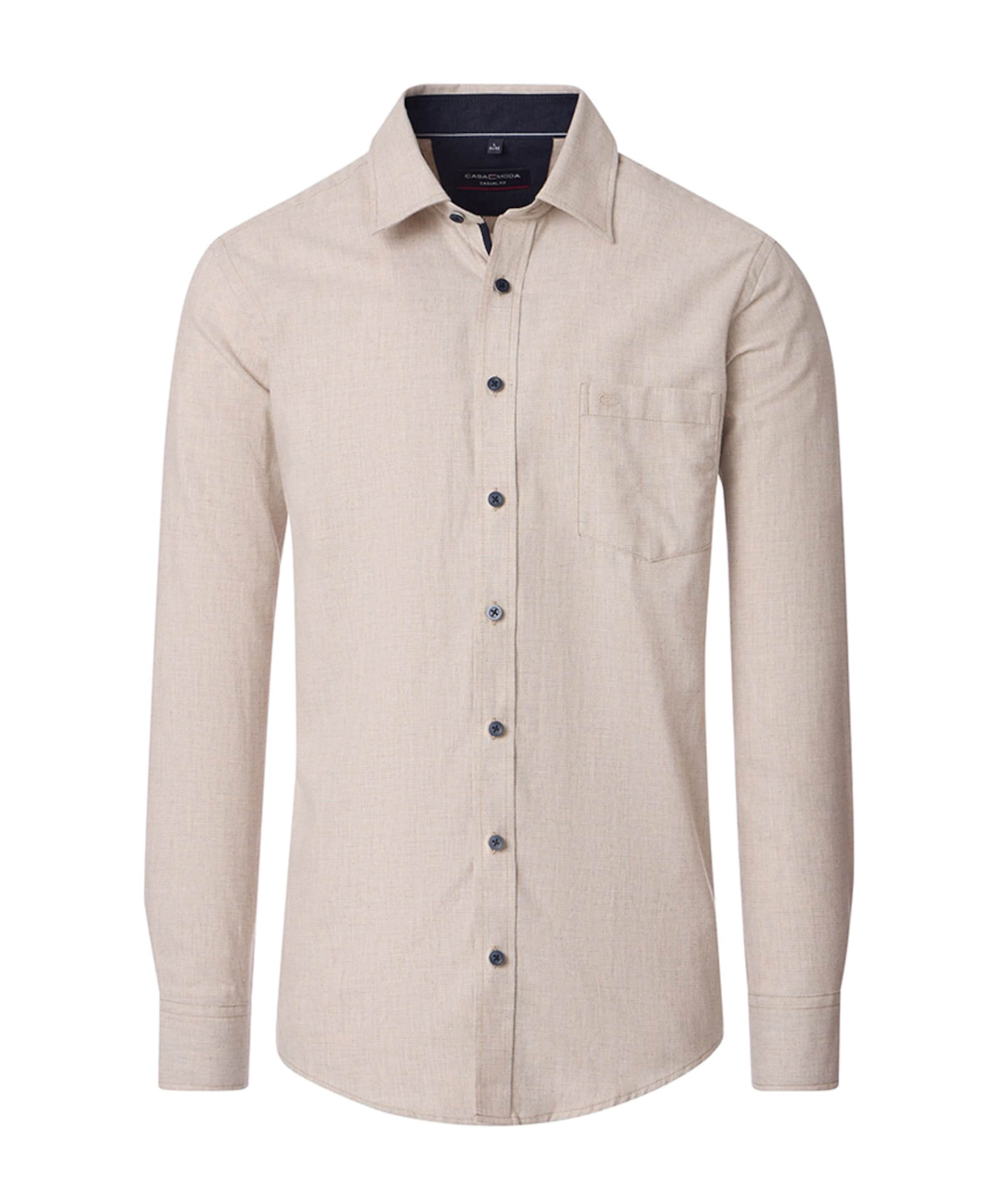 Heren overhemd lange mouw beige