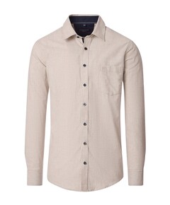 Heren overhemd lange mouw beige