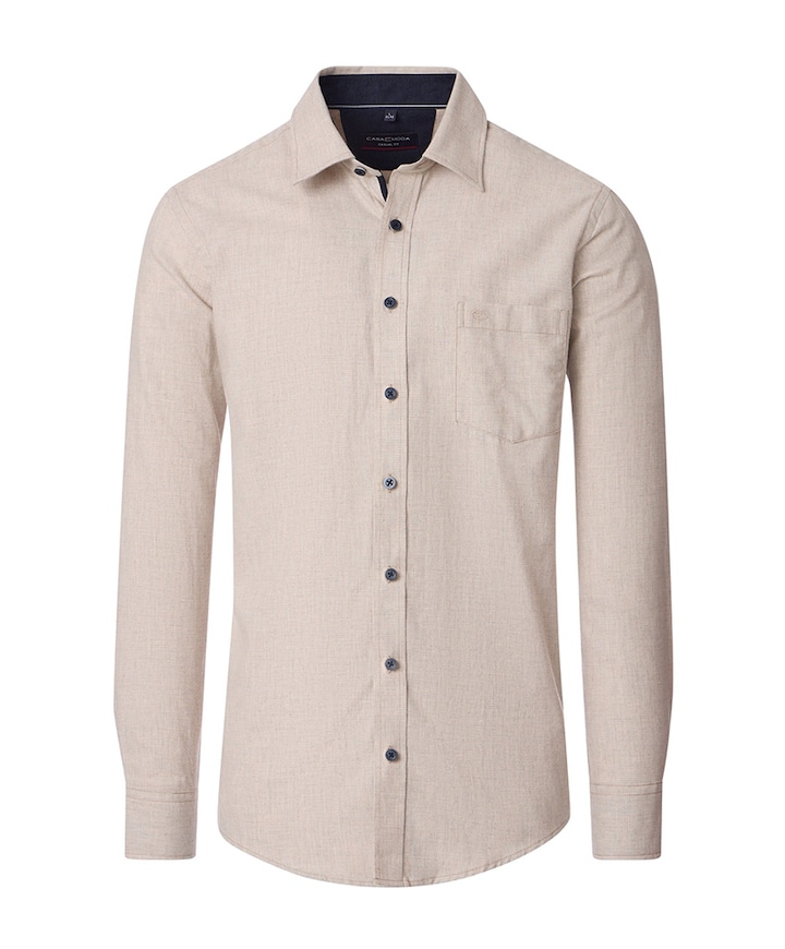 Heren overhemd lange mouw beige