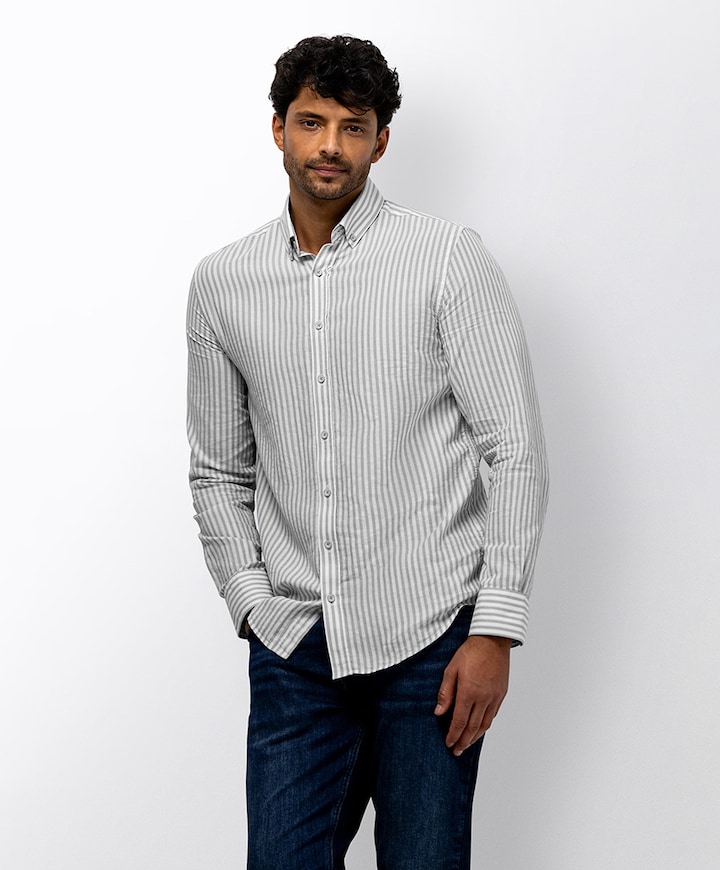 Heren overhemd lange mouw blauw