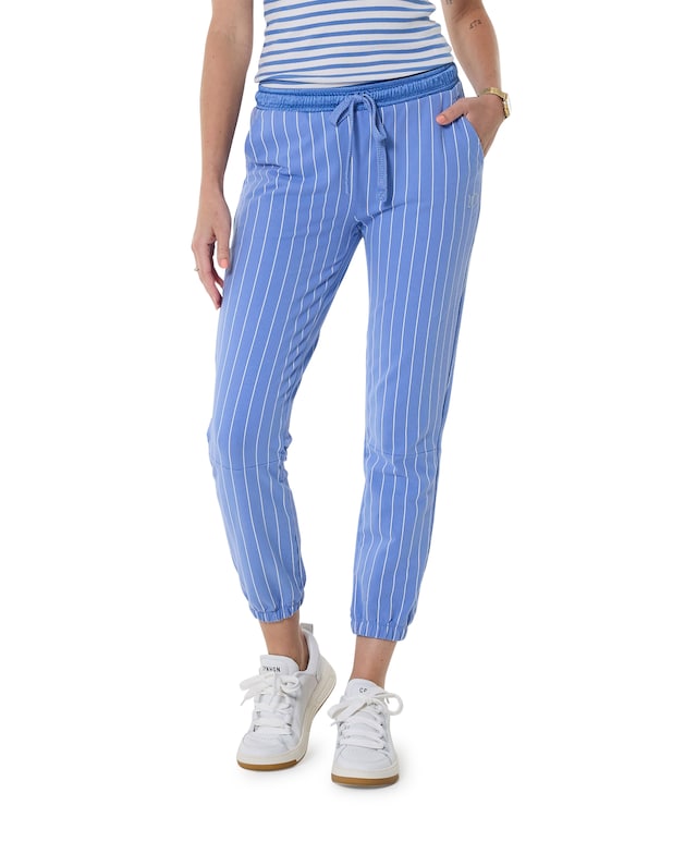 cropped jogger stripes broek blauw
