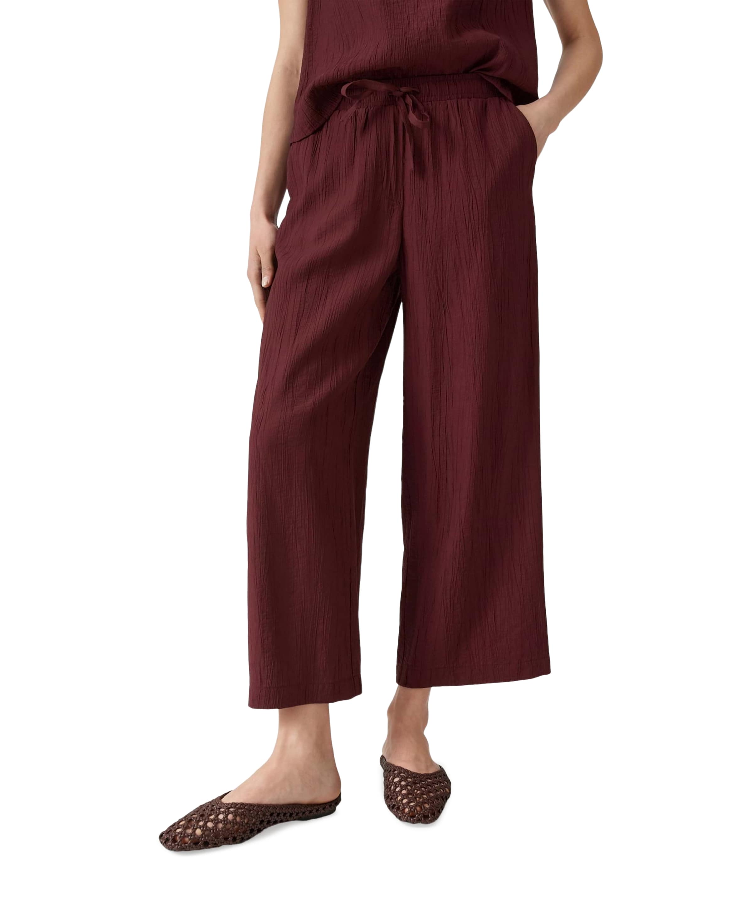 Marou crinkled dames broek bordeaux