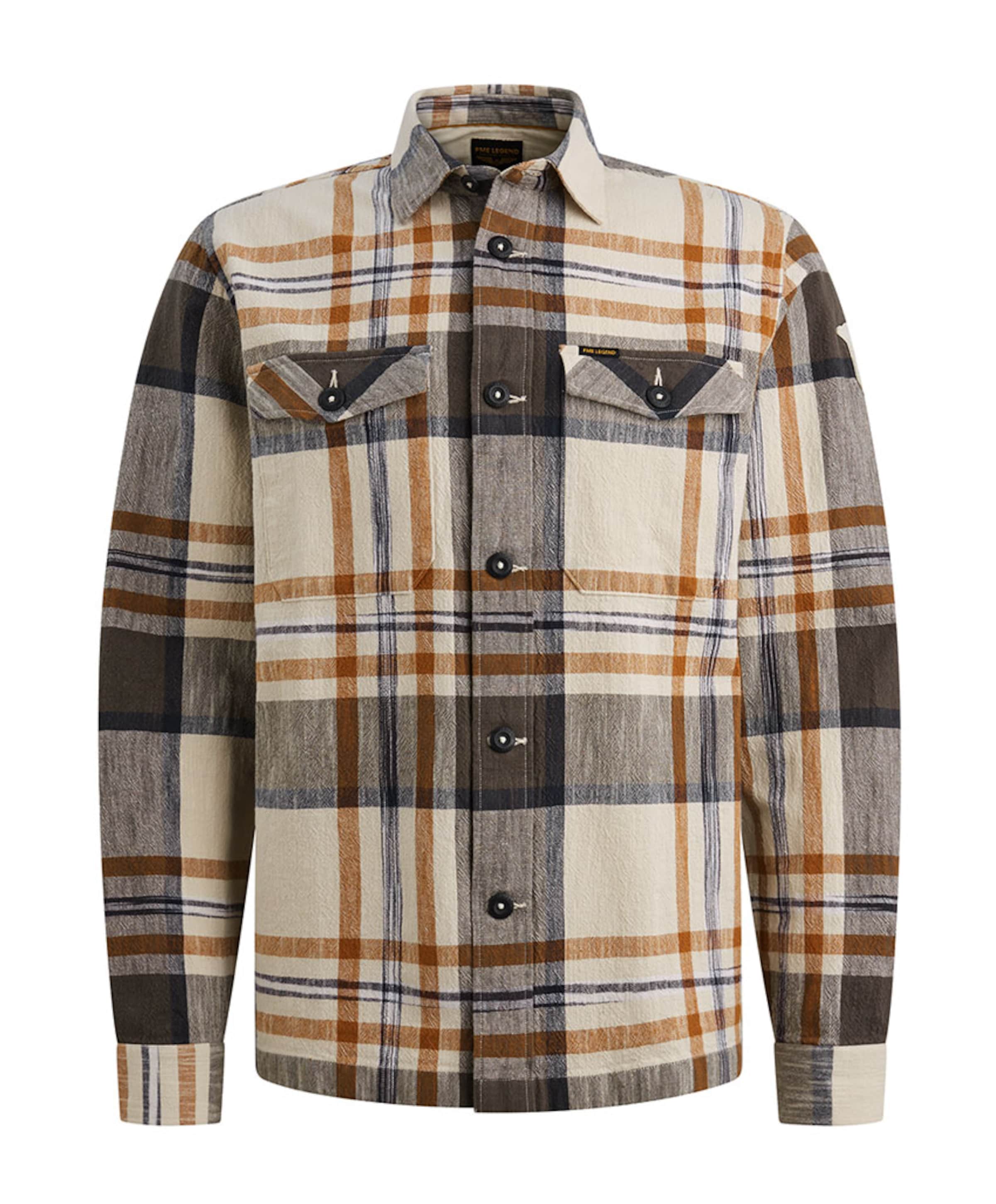 Heren overhemd lange mouw bruin