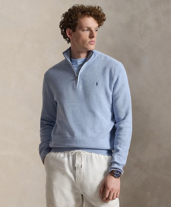 Heren trui met rits blauw