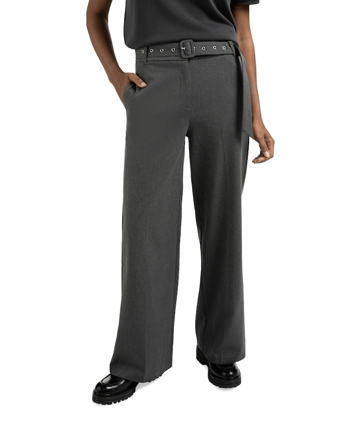 Woven wide leg with broek grijs