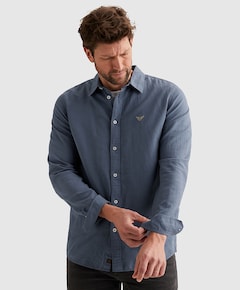 Heren overhemd lange mouw blauw