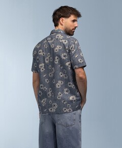 Heren overhemd korte mouw blauw