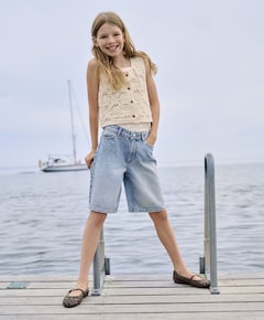 KOGSONNY HW WIDE RHINST DNM meisjes korte broek blauw