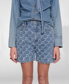 Jacquard circles dames korte broek blauw
