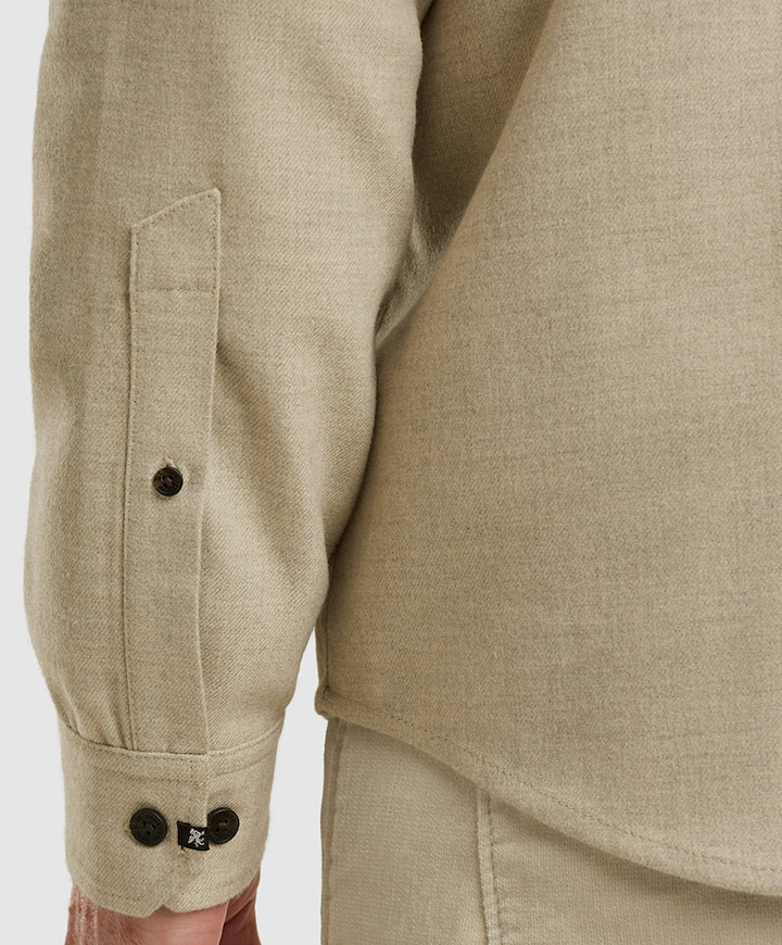 Heren overhemd lange mouw beige