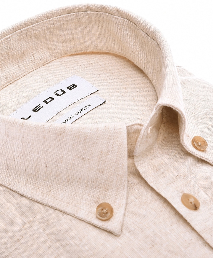 Heren overhemd extra lange mouw beige