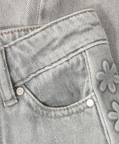 Denim Wide Fit Embossing meisjes jeans grijs