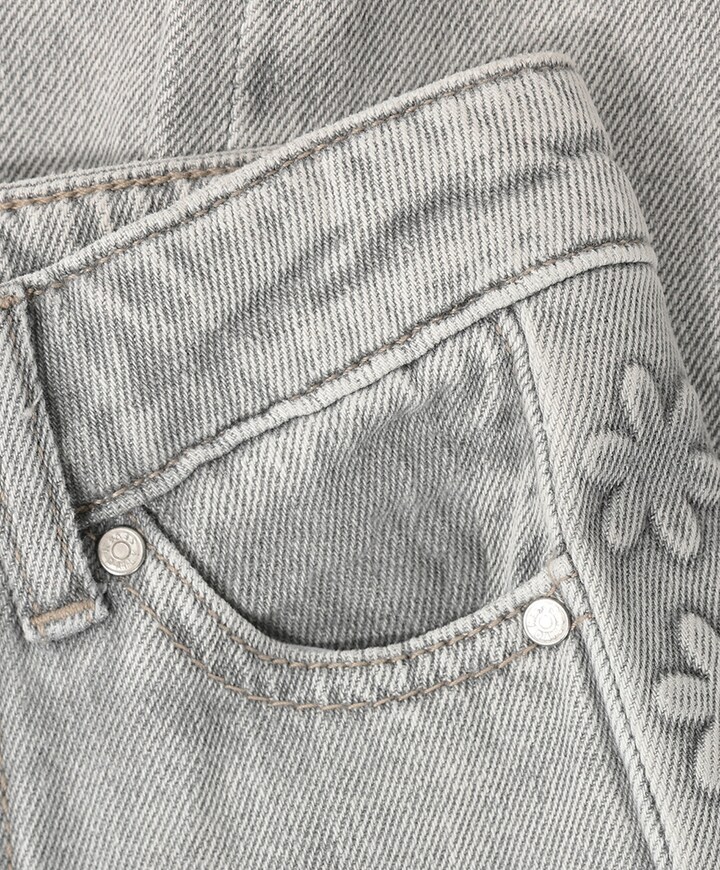 Denim Wide Fit Embossing meisjes jeans grijs