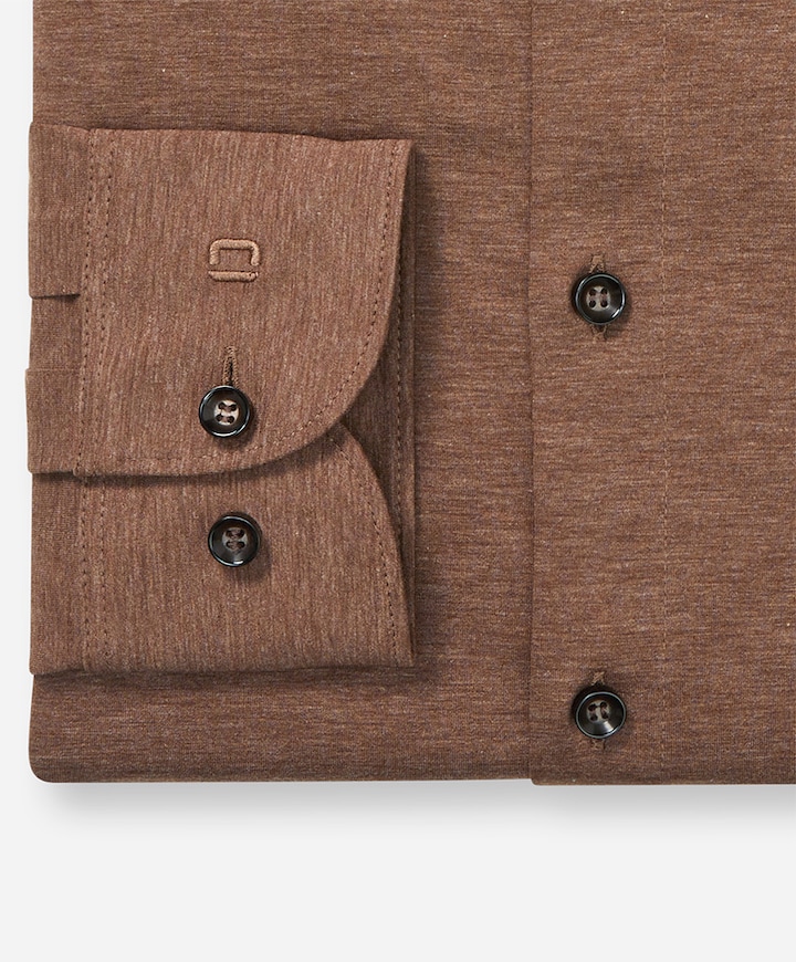 Heren overhemd lange mouw bruin