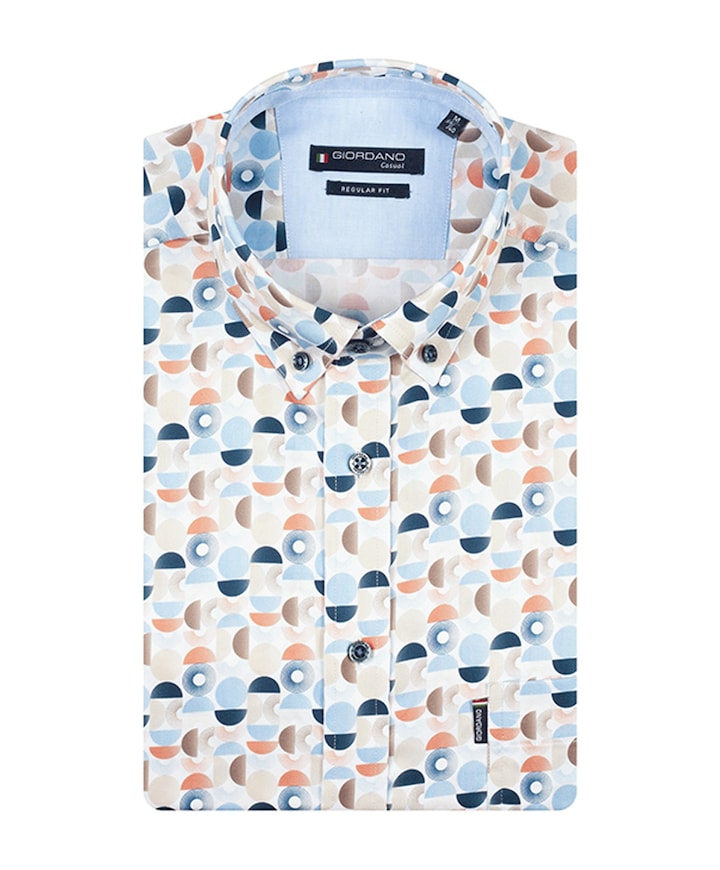 Heren overhemd korte mouw blauw