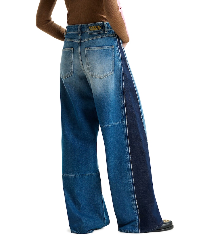 Industrious1 patchwork jeans blauw