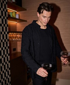 Heren overhemd lange mouw zwart