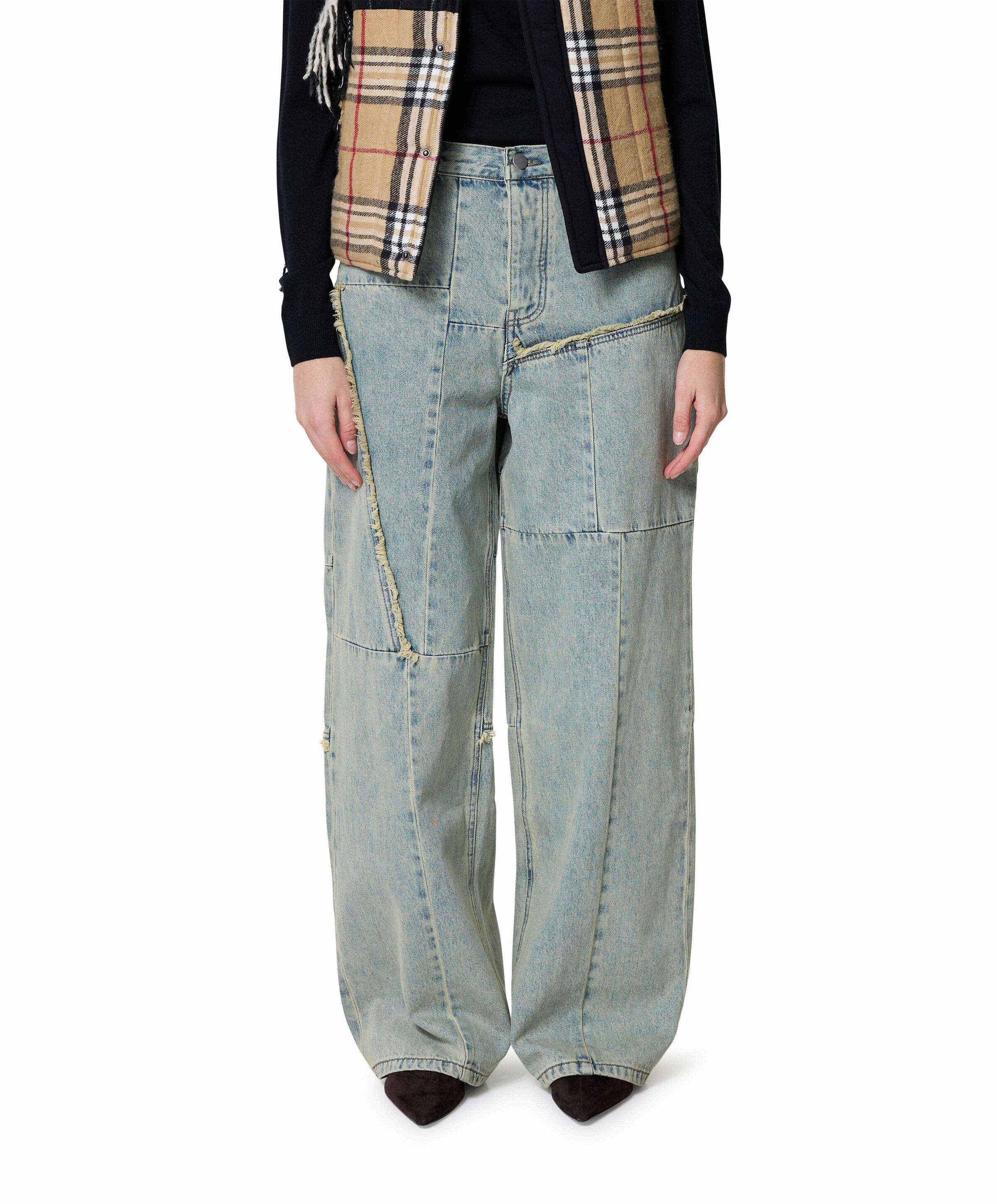 Baggy Patched jeans beige