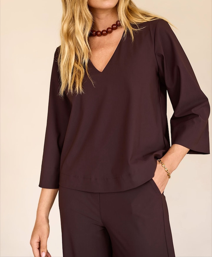 Dames longsleeve bruin