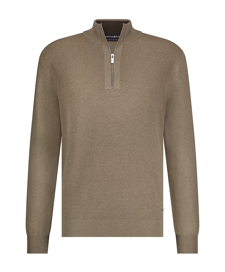 Heren trui met rits beige