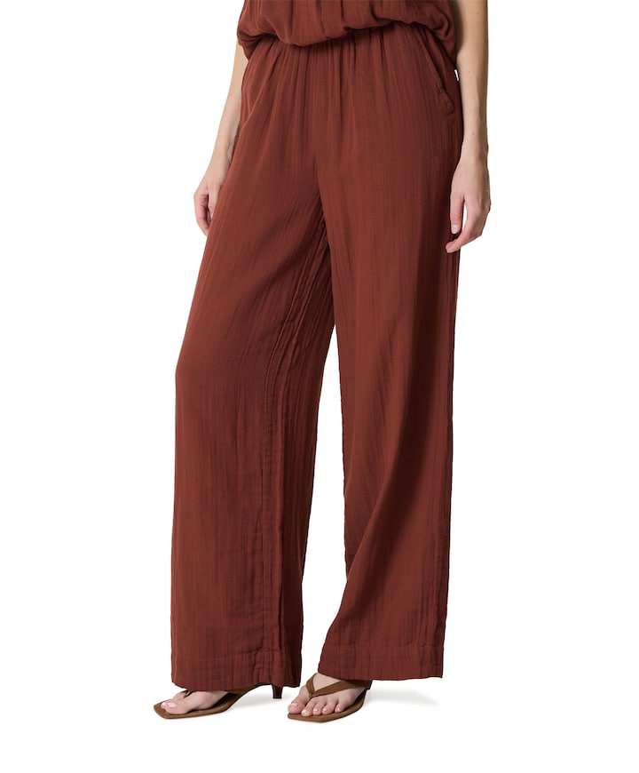 SLFANNIE HW WIDE B dames broek bordeaux