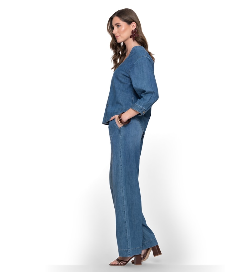 Wide dames jeans blauw