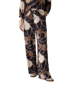 All over twill satin dames broek bruin