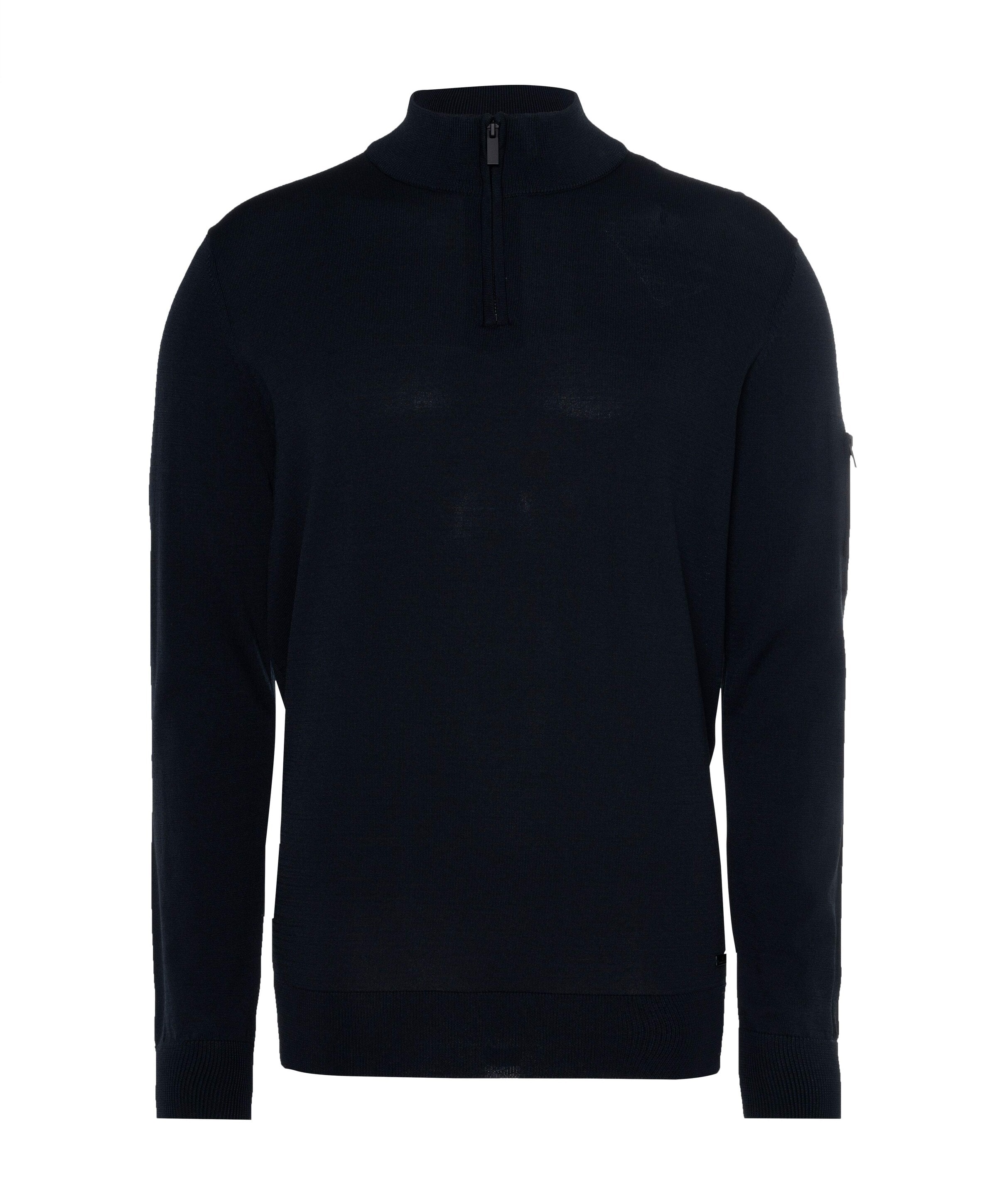 Heren trui met rits blauw