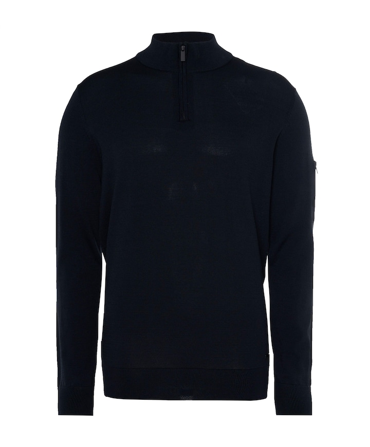 Heren trui met rits blauw