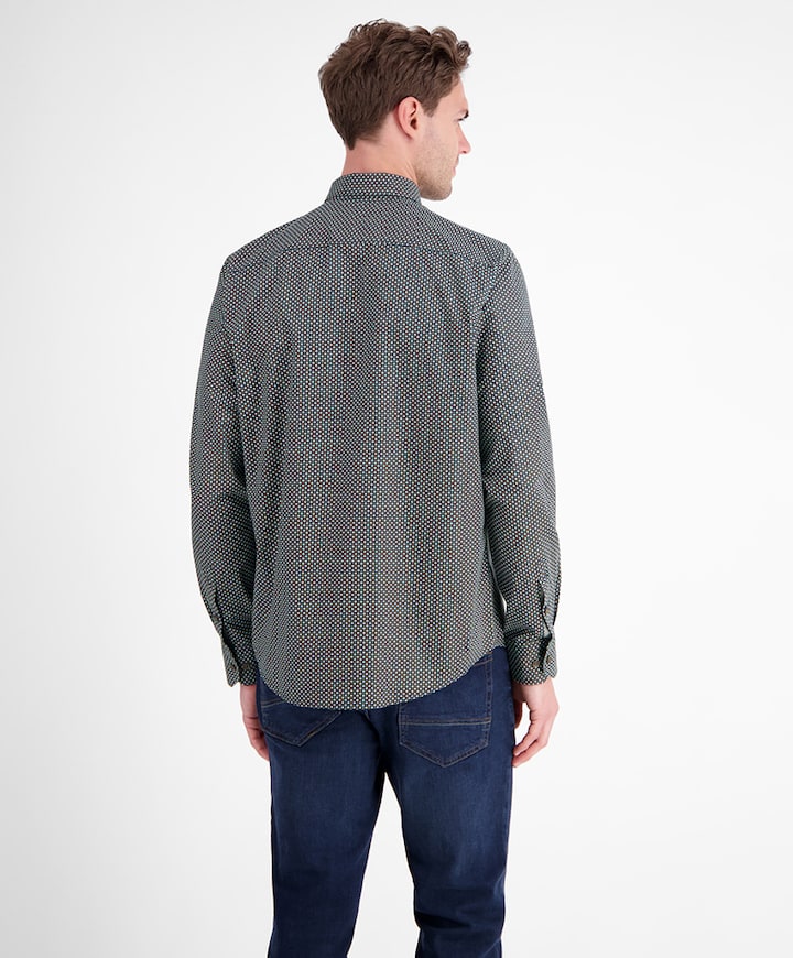 Heren overhemd lange mouw beige