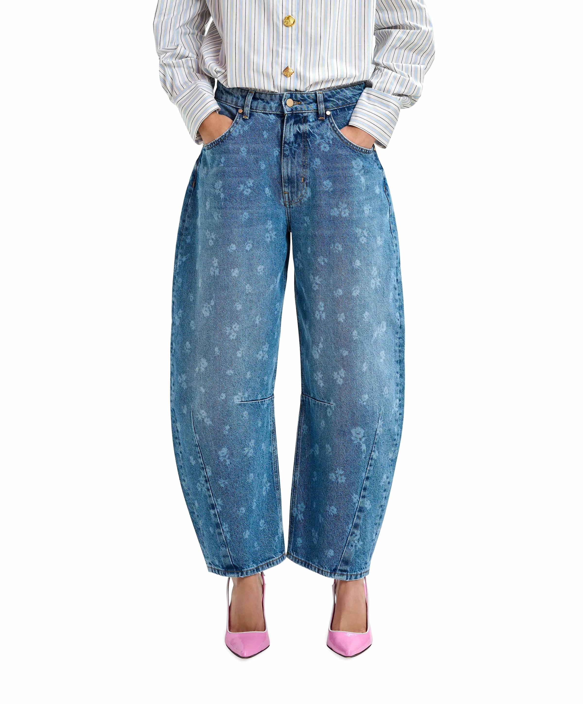 JO1 barrel leg dames jeans blauw