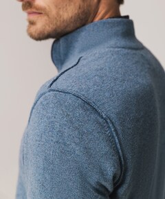 Heren trui met rits blauw