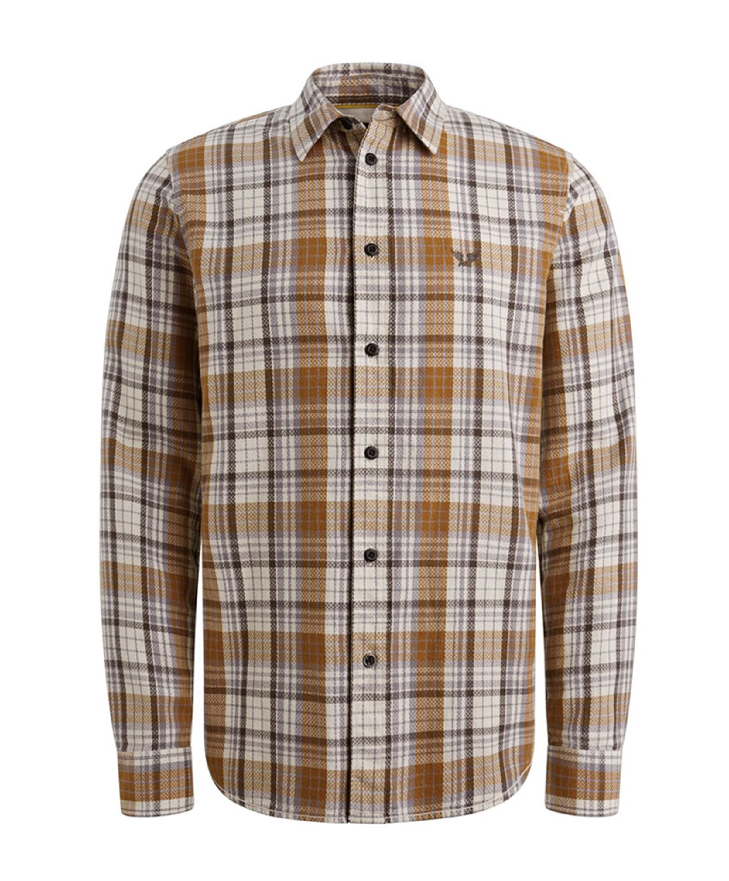 Heren overhemd lange mouw bruin