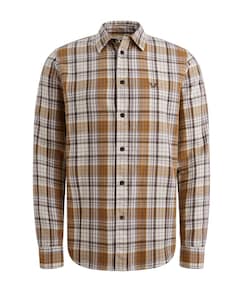 Heren overhemd lange mouw bruin