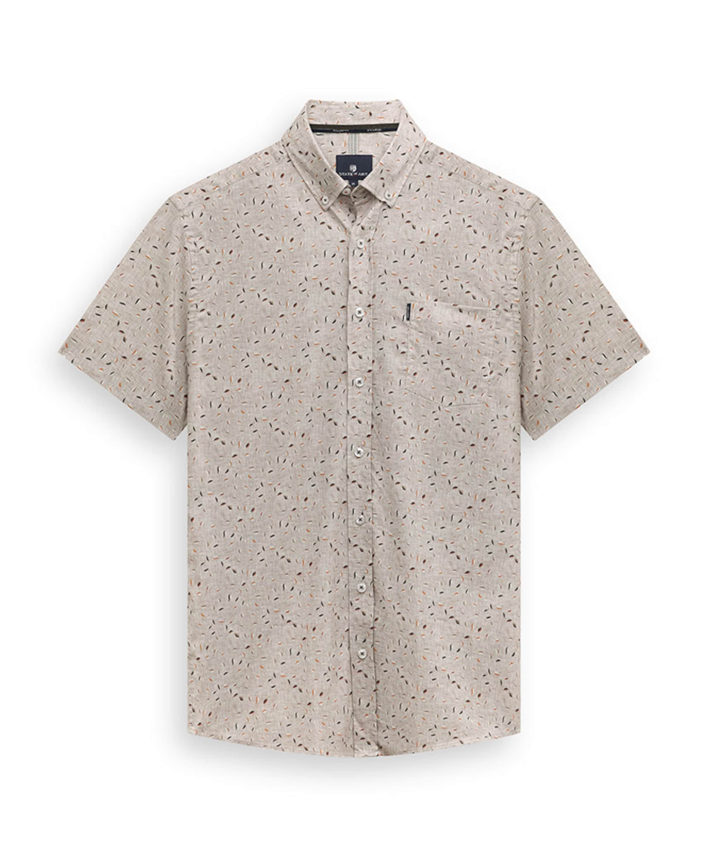 Heren overhemd korte mouw beige