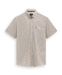 Heren overhemd korte mouw beige