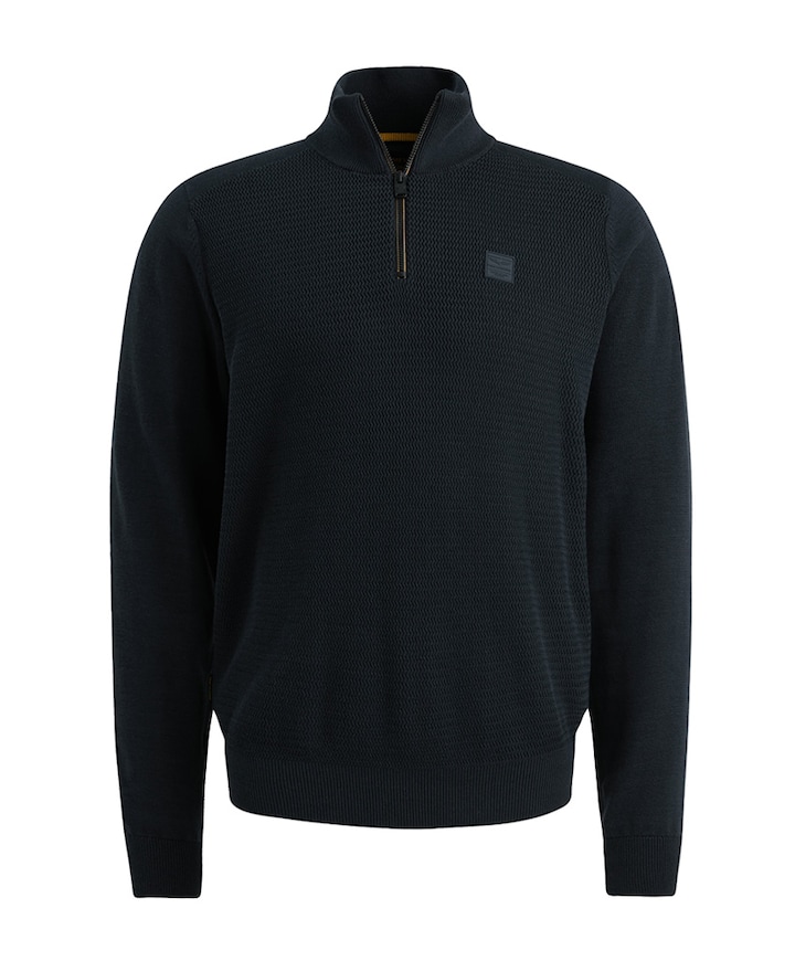 Heren trui met rits blauw