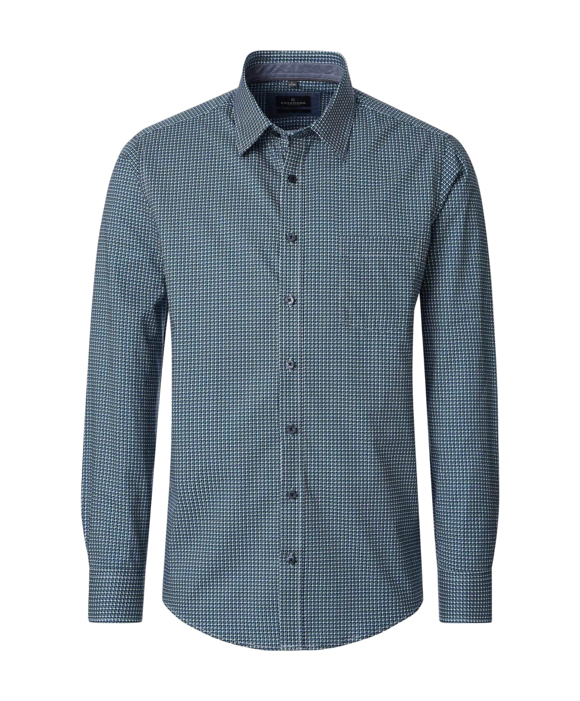 Heren overhemd lange mouw blauw
