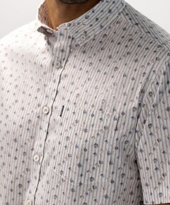 Heren overhemd korte mouw blauw