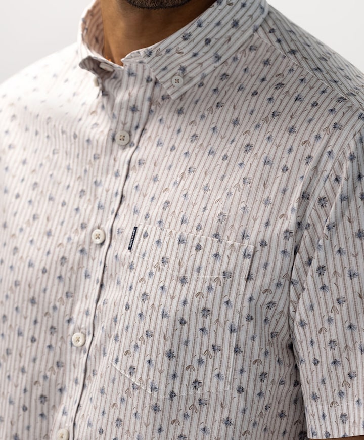 Heren overhemd korte mouw blauw