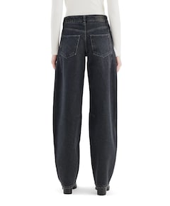 mid waist balloon jeans dames jeans zwart