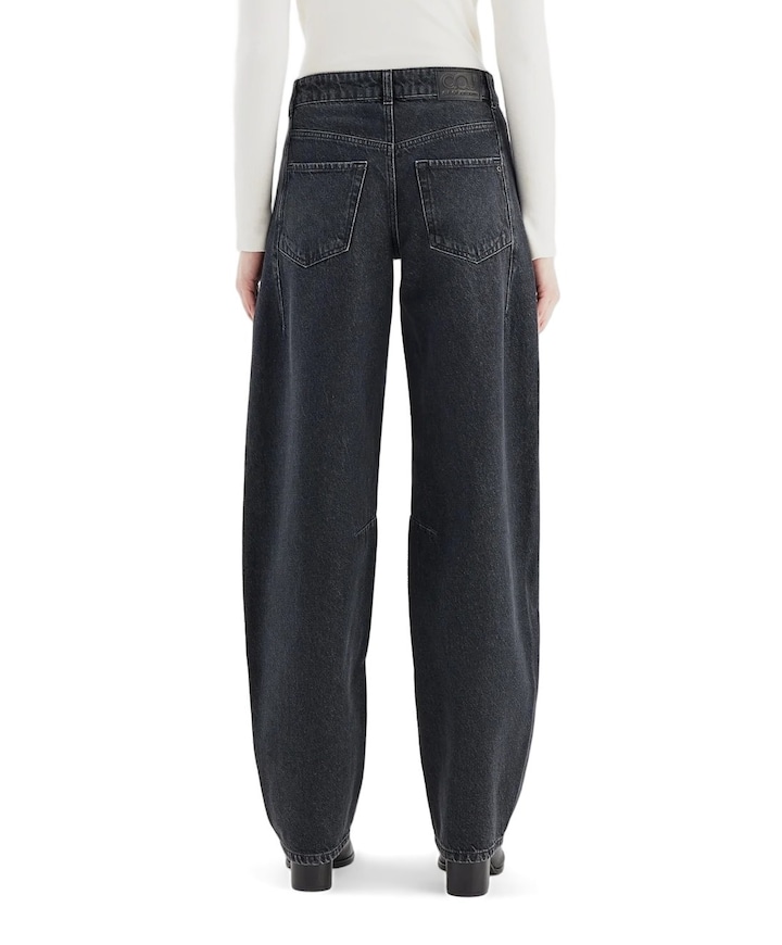 mid waist balloon jeans dames jeans zwart
