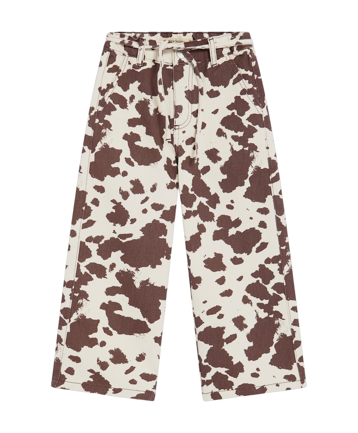 Dakota Cow Print meisjes jeans bruin