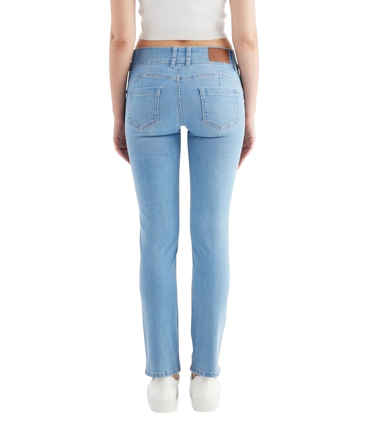 mid waist slim dames jeans blauw