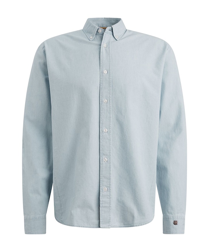 Heren overhemd lange mouw blauw