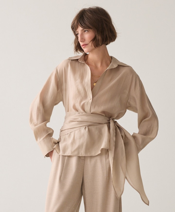 Dames blouse beige