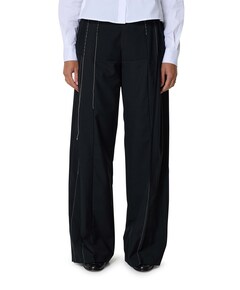 Contrast Stitching pantalon zwart