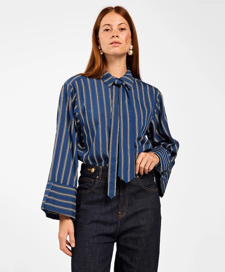 Dames blouse blauw